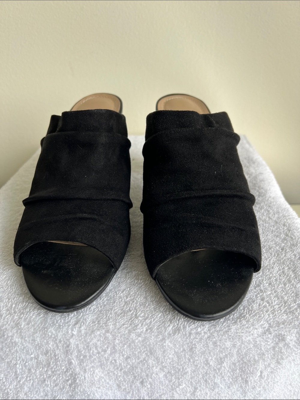 Impo Black Suede Open-Toe Slide Mules